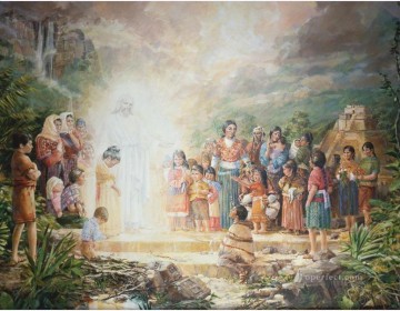 Christian Jesus Painting - Christ Blessing the Nephite Children Catholic Christian